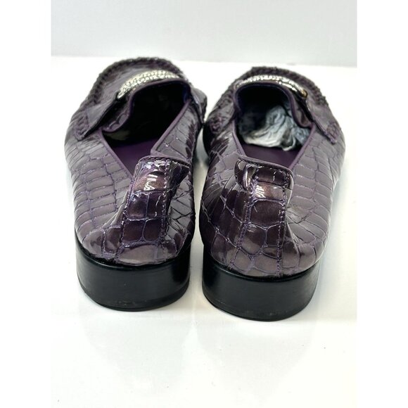 Brighton Women’s Size 8.5 M Medley Horsebit Loafers Purple Croc Leather Shoes - Picture 8 of 11